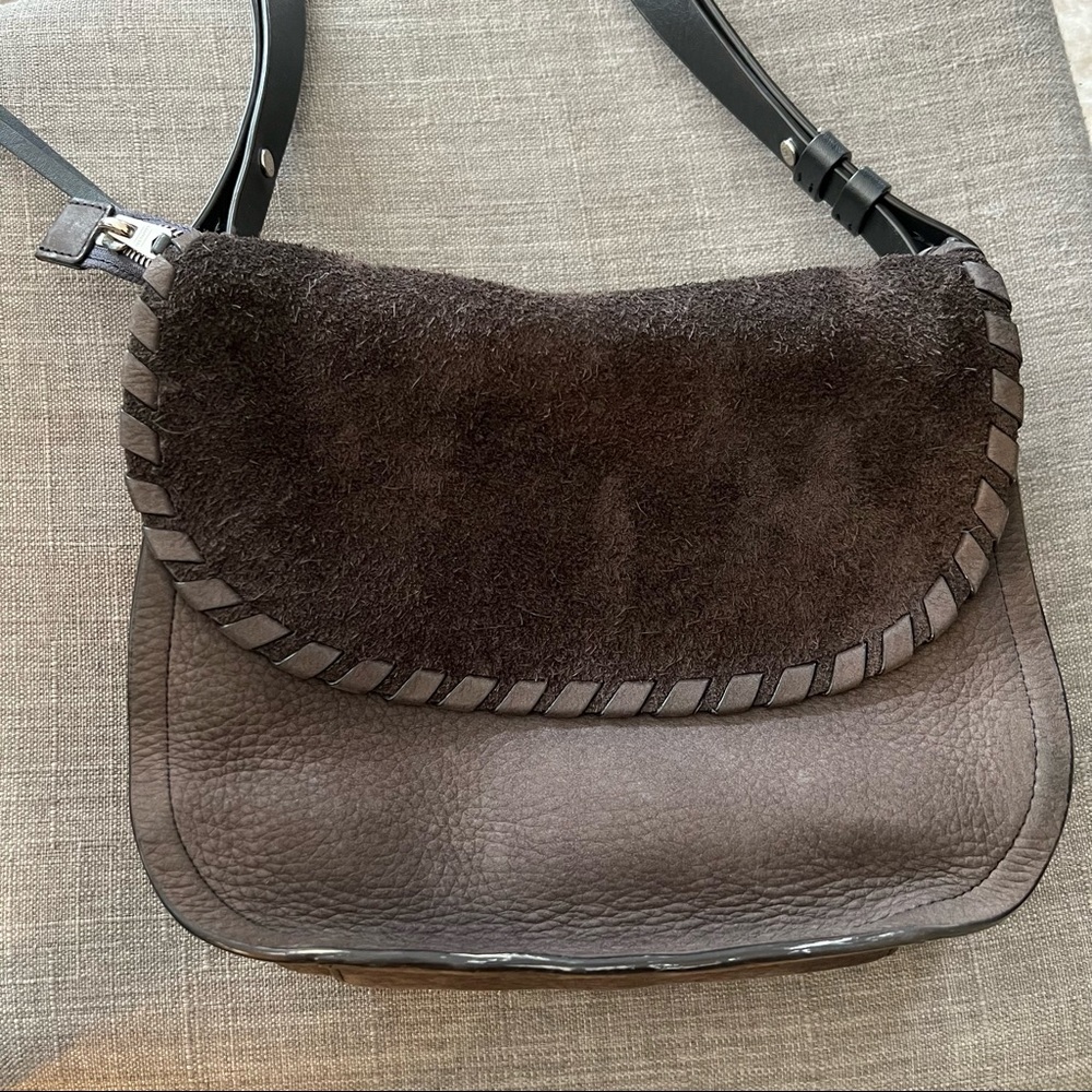 All Saints crossbody gray suede leather purse
